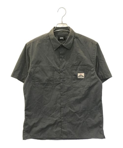 stussy（ステューシー）stussy (ステューシー) バックプリントワークシャツ グレー サイズ:Lの古着・服飾アイテム