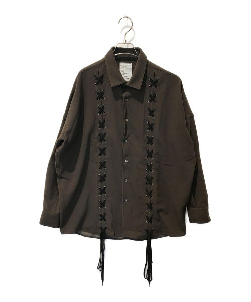 SHAREEF（シャリーフ）SHAREEF (シャリーフ) W-FACE GEORGETTE LACE-UP SHIRTS ブラウン サイズ:2の古着・服飾アイテム