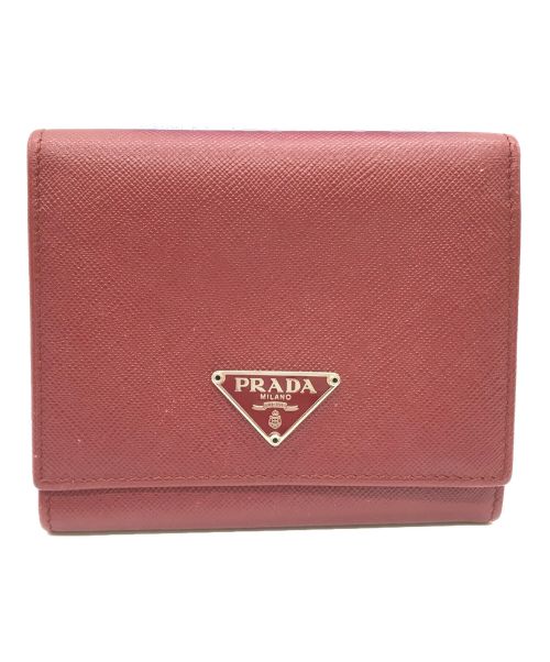 PRADA（プラダ）PRADA (プラダ) 3つ折りコンパクトウォレット レッドの古着・服飾アイテム