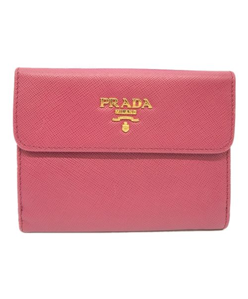 PRADA（プラダ）PRADA (プラダ) サフィアーノコンパクトウォレット ピンクの古着・服飾アイテム