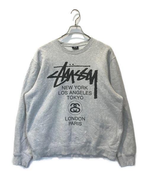 stussy（ステューシー）stussy (ステューシー) SP20 WORLD TOUR CREW グレー サイズ:Lの古着・服飾アイテム