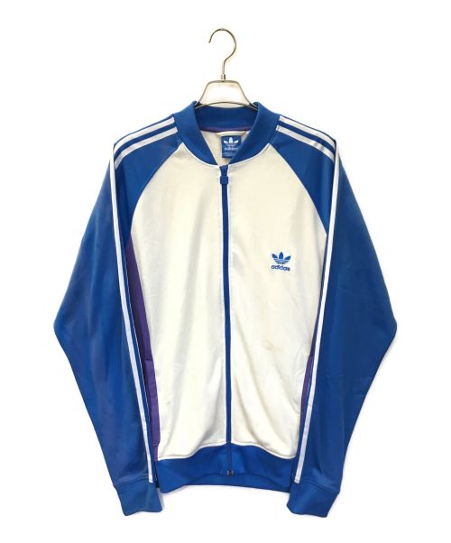 adidas（アディダス）adidas (アディダス) ジャケット ホワイト×ブルー サイズ:2XLの古着・服飾アイテム