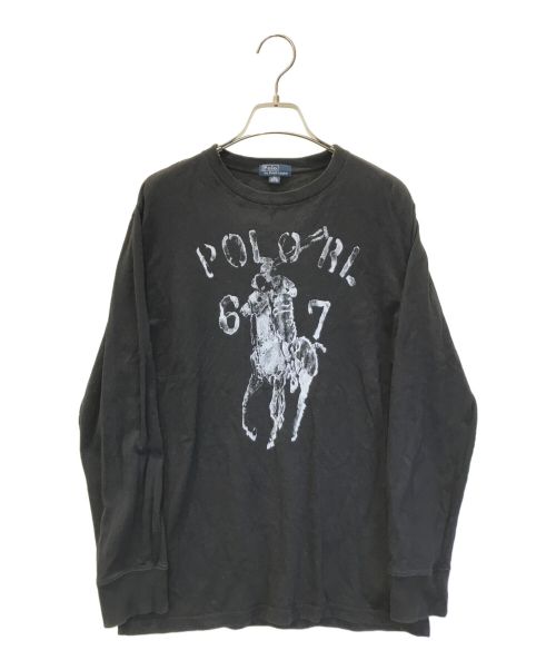 POLO RALPH LAUREN（ポロ・ラルフローレン）POLO RALPH LAUREN (ポロ・ラルフローレン) ステンシルプリントL/Sカットソー ブラック サイズ:160の古着・服飾アイテム