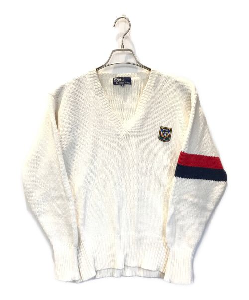 POLO RALPH LAUREN（ポロ・ラルフローレン）POLO RALPH LAUREN (ポロ・ラルフローレン) Vネックニット ホワイト サイズ:Lの古着・服飾アイテム