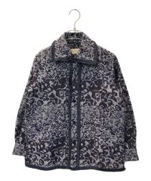 maturely（マチュアリー）の古着「Flower Jacquard Fringe Jacket」｜パープル