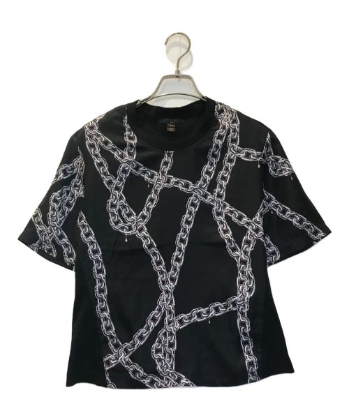 LOUIS VUITTON（ルイ ヴィトン）LOUIS VUITTON (ルイ ヴィトン) チェーンプリントシルクTシャツ ブラック サイズ:XSの古着・服飾アイテム