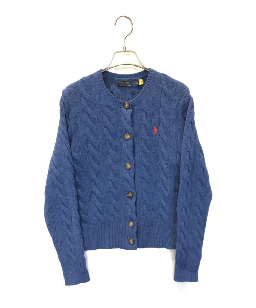 POLO RALPH LAUREN（ポロ・ラルフローレン）POLO RALPH LAUREN (ポロ・ラルフローレン) カシミヤブレンドケーブルニットカーディガン ブルー サイズ:Mの古着・服飾アイテム