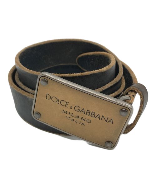 DOLCE & GABBANA（ドルチェ＆ガッバーナ）DOLCE & GABBANA (ドルチェ＆ガッバーナ) ロゴバックルレザーベルト ブラック サイズ:-の古着・服飾アイテム