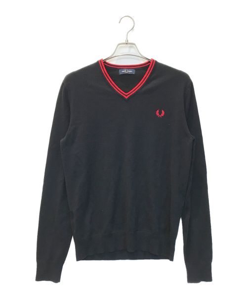 FRED PERRY（フレッドペリー）FRED PERRY (フレッドペリー) CLASSIC V NECK JUMPER ブラック サイズ:Mの古着・服飾アイテム