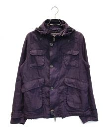 ETRO（エトロ）の古着「リネンブレンドフーデッドジャケット」｜パープル