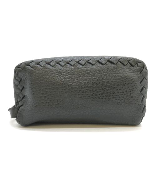 BOTTEGA VENETA（ボッテガベネタ）BOTTEGA VENETA (ボッテガベネタ) イントレチャートレザークラッチバッグ ブラックの古着・服飾アイテム