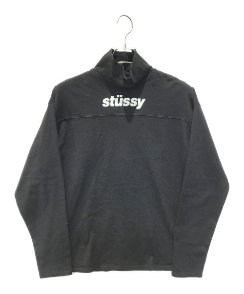 stussy（ステューシー）stussy (ステューシー) ロゴプリントハイネックカットソー ブラック サイズ:Sの古着・服飾アイテム