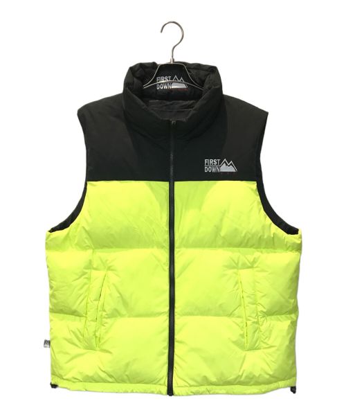 FIRST DOWN（ファーストダウン）FIRST DOWN (ファーストダウン) BUBBLE DOWN VEST MICROFT　F542002 イエロー×ブラック サイズ:XL 未使用品の古着・服飾アイテム