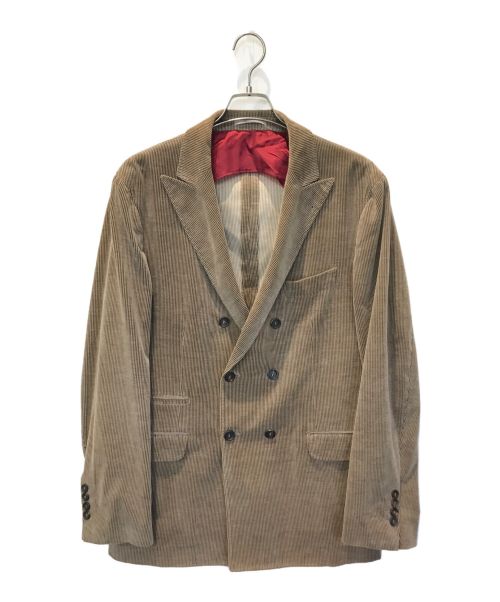 BRUNELLO CUCINELLI（ブルネロクチネリ）BRUNELLO CUCINELLI (ブルネロクチネリ) コーデュロイダブルジャケット ブラウン サイズ:50の古着・服飾アイテム