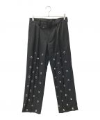 DRESSEDUNDRESSEDドレスドアンドレスド）の古着「Eyelets Relaxed-Fit Suit Trousers　DUS21305」｜ブラック