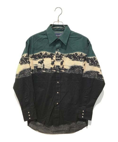 Wrangler（ラングラー）Wrangler (ラングラー) ウエスタンシャツ　V651-003A グリーン×ブラック サイズ:Mの古着・服飾アイテム