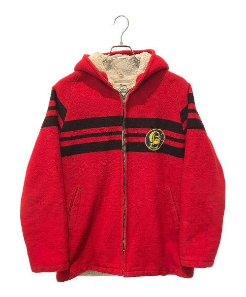 WOOLRICH（ウールリッチ）WOOLRICH (ウールリッチ) メルトンフーデッドボーダージャケット レッド サイズ:Lの古着・服飾アイテム