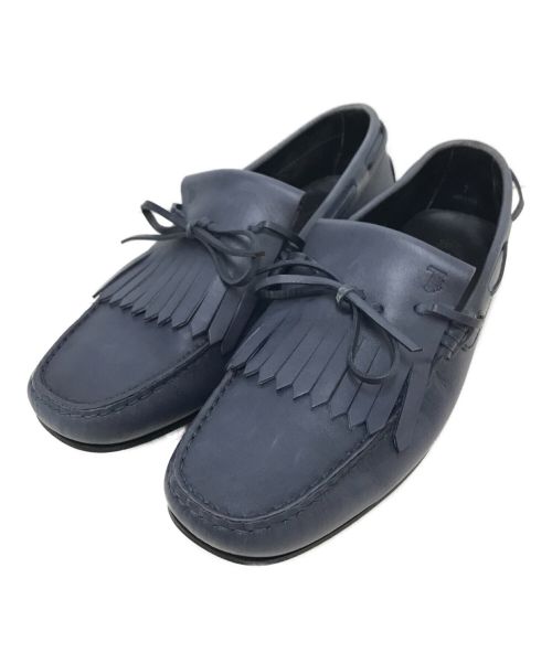 レトロマッチラベル 北欧デザイン 鳥 Tod's ローファー ネイビー