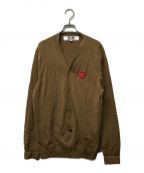 PLAY COMME des GARCONSプレイ コムデギャルソン）の古着「DOUBLE RED HEART MEN'S V NECK CARDIGAN」｜ブラウン