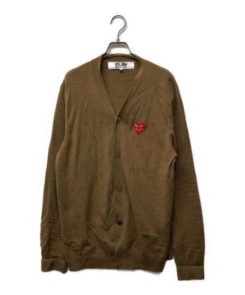 PLAY COMME des GARCONS（プレイ コムデギャルソン）PLAY COMME des GARCONS (プレイ コムデギャルソン) DOUBLE RED HEART MEN'S V NECK CARDIGAN ブラウン サイズ:XLの古着・服飾アイテム