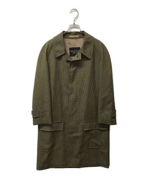 COMME des GARCONS HOMME PLUS（コムデギャルソンオムプリュス）COMME des GARCONS HOMME PLUS (コムデギャルソンオムプリュス) ヴィンテージギンガムチェックエステルステンカラーコート ブラウン サイズ:Mの古着・服飾アイテム