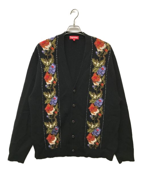 SUPREME（シュプリーム）Supreme (シュプリーム) Floral Stripe Cardigan ブラック サイズ:XLの古着・服飾アイテム