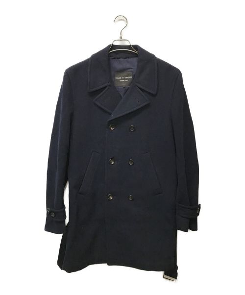 COMME des GARCONS HOMME PLUS（コムデギャルソンオムプリュス）COMME des GARCONS HOMME PLUS (コムデギャルソンオムプリュス) ヴィンテージウールPコート ネイビー サイズ:Lの古着・服飾アイテム