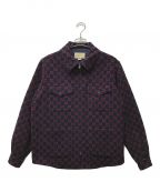 GUCCIグッチ）の古着「GG Jacquard Shirt Jacket」｜ネイビー×レッド