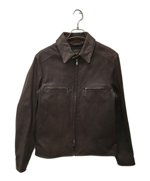 Engineered Garments（エンジニアド ガーメンツ）Engineered Garments (エンジニアド ガーメンツ) Golden Bear (ゴールデンベア) コラボシープレザーシングルライダースジャケット ブラウン サイズ:36の古着・服飾アイテム