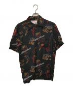 Aloha Blossomアロハブロッサム）の古着「ネオンデザインオープンカラーシャツ」｜ブラック