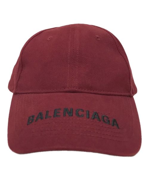 BALENCIAGA（バレンシアガ）BALENCIAGA (バレンシアガ) ロゴ刺繍キャップ ボルドー サイズ:Lの古着・服飾アイテム