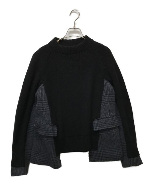 sacai（サカイ）sacai (サカイ) Side Tweed Turtle Neck Pullover ブラック サイズ:Sの古着・服飾アイテム