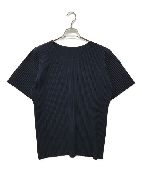 HOMME PLISSE ISSEY MIYAKE（オムプリッセ イッセイ ミヤケ）HOMME PLISSE ISSEY MIYAKE (オムプリッセ イッセイ ミヤケ) プリーツTシャツ ネイビー サイズ:4の古着・服飾アイテム