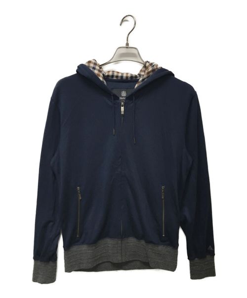 Aquascutum（アクアスキュータム）Aquascutum (アクアスキュータム) チェックデザインジップパーカー ネイビー サイズ:Mの古着・服飾アイテム