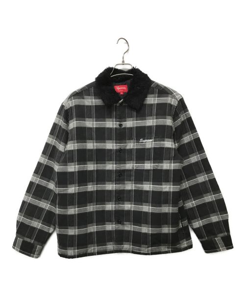 SUPREME（シュプリーム）Supreme (シュプリーム) FAUX FUR COLLAR FLANNEL SHIRT グレー サイズ:Mの古着・服飾アイテム