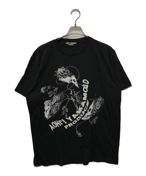 Yohji Yamamoto pour homme（ヨウジヤマモト プールオム）Yohji Yamamoto pour homme (ヨウジヤマモト プールオム) スカルローズプリントTシャツ ブラック サイズ:3の古着・服飾アイテム