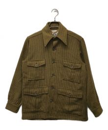 WOOLRICH（ウールリッチ）の古着「千鳥チェックウールサファリジャケット」｜ブラウン