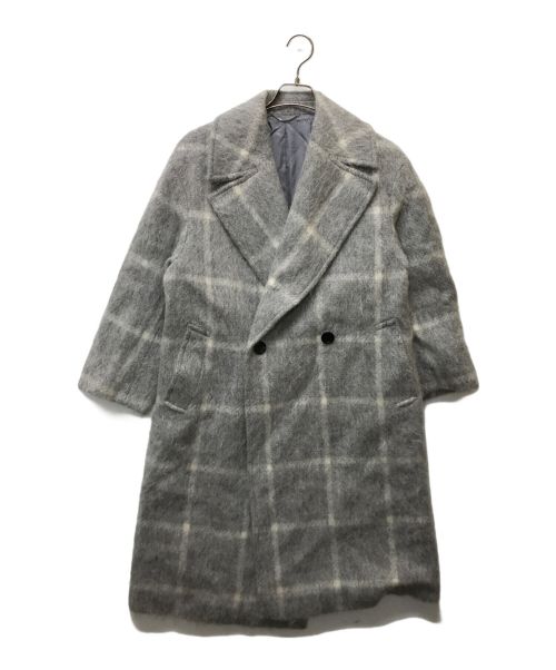 23区（ニジュウサンク）23区 (ニジュウサンク) MANTECO シャギーチェックロングコート グレー サイズ:Sの古着・服飾アイテム