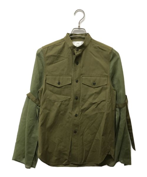 HYKE（ハイク）HYKE (ハイク) WETHER MILTARY SHIRT WITH SHEER SLEEVES カーキ サイズ:Sの古着・服飾アイテム