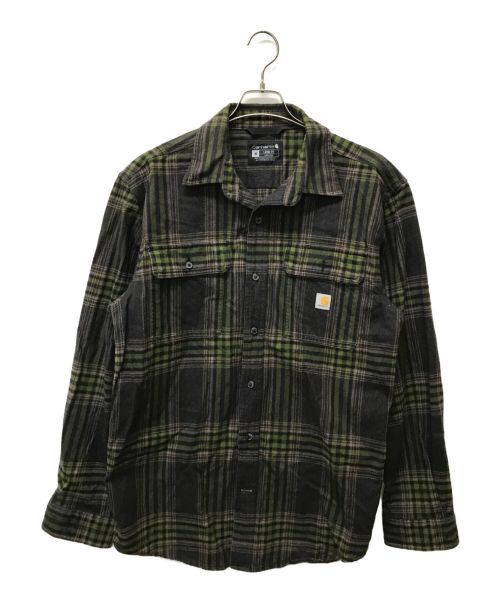 CarHartt（カーハート）CarHartt (カーハート) ヘビーウェイトフランネルシャツ グレー×グリーン サイズ:SIZE Mの古着・服飾アイテム