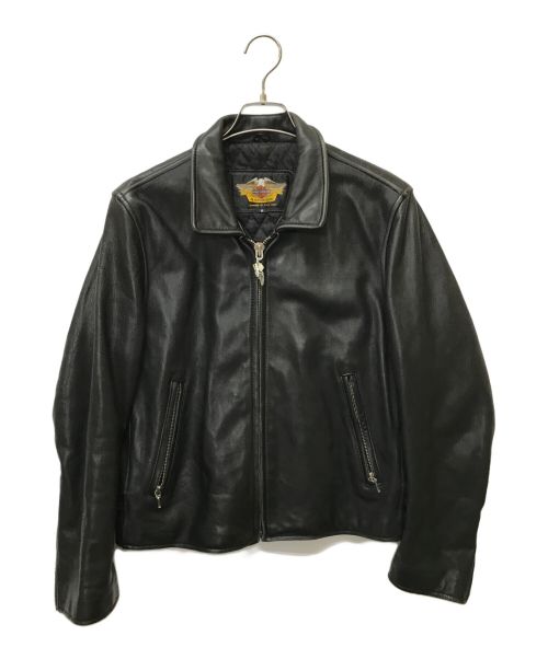 HARLEY-DAVIDSON（ハーレーダビッドソン）HARLEY-DAVIDSON (ハーレーダビッドソン) シングルライダースジャケット ブラック サイズ:SIZE Sの古着・服飾アイテム