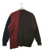 KOLORカラー）の古着「VOLUME WOOL/KID MOHAIR CARDIGAN」｜ネイビー×レッド