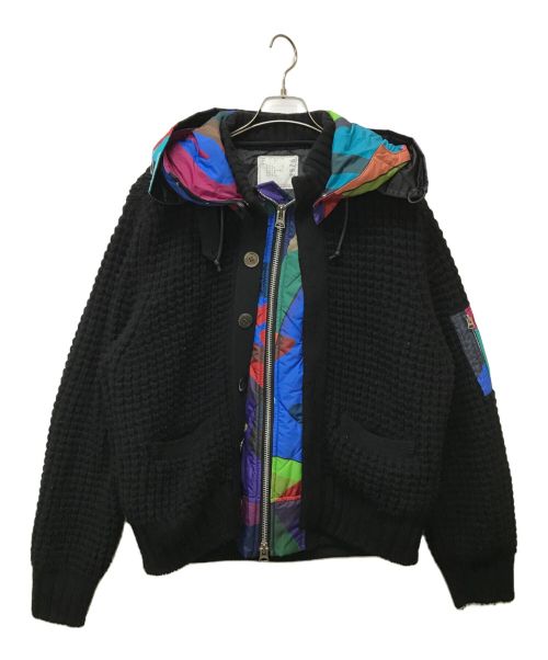 sacai（サカイ）sacai (サカイ) KAWS (カウズ) Wool Knit Blouson ブラック サイズ:SIZE 2の古着・服飾アイテム