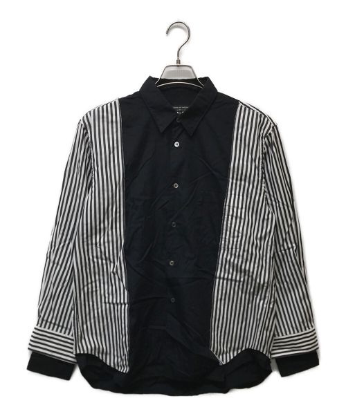 COMME des GARCONS HOMME PLUS（コムデギャルソンオムプリュス）COMME des GARCONS HOMME PLUS (コムデギャルソンオムプリュス) ドッキングレイヤードストライプシャツ ブラック サイズ:Mの古着・服飾アイテム