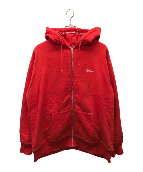 SUPREME（シュプリーム）Supreme　 (シュプリーム) フードスクリプト裏地サーマルジップパーカー/Hood Logo Thermal Zip Up レッド サイズ:XLargeの古着・服飾アイテム