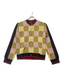 tricot COMME des GARCONS（トリココムデギャルソン）の古着「タータンチェッククルーネックカーディガン」｜イエロー