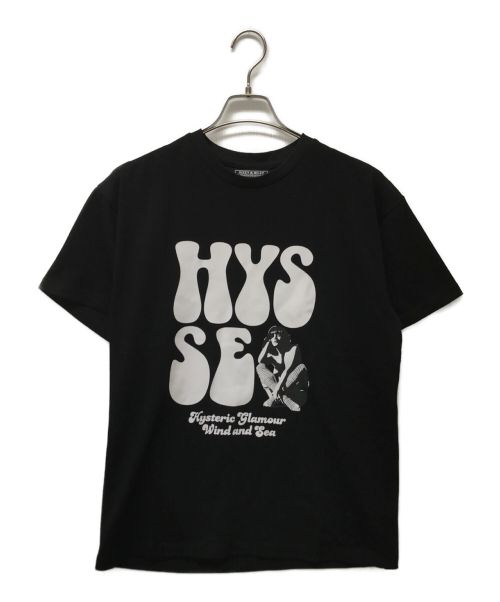 Hysteric Glamour（ヒステリックグラマー）Hysteric Glamour (ヒステリックグラマー) WIND AND SEA (ウィンダンシー) コラボガールプリントTシャツ ブラック サイズ:sの古着・服飾アイテム