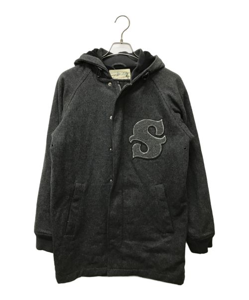 stussy（ステューシー）stussy (ステューシー) OLDレタードメルトンフーデッドコート グレー サイズ:SIZE Sの古着・服飾アイテム