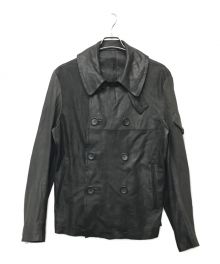 Y's（ワイズ）の古着「2 COLORS LEATHER DOUBLE FRONT BLOUSON/2カラーレザーダブルフロントブルゾン」｜ブラック