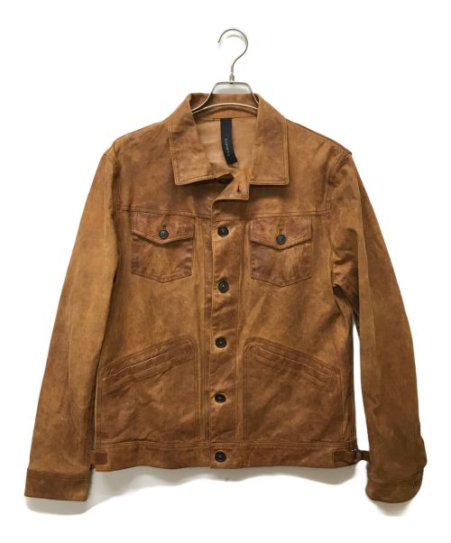 GARRETT（ギャレット）GARRETT (ギャレット) 4ポケット レザーシャツ ブラウン サイズ:SIZE 48の古着・服飾アイテム